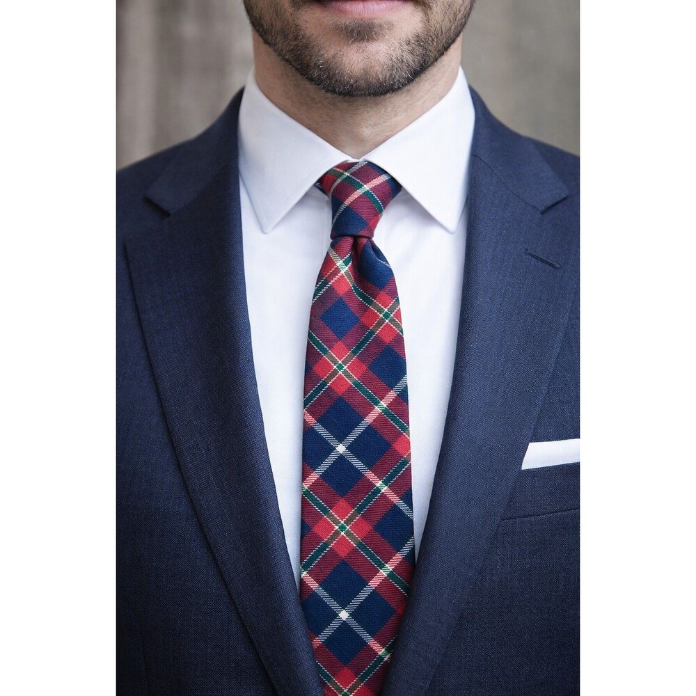 Tie 70s 80s 90s Y2K Mens Nautica Cotton Blue Red Green Plaid 3.25 Wide 58 Long
